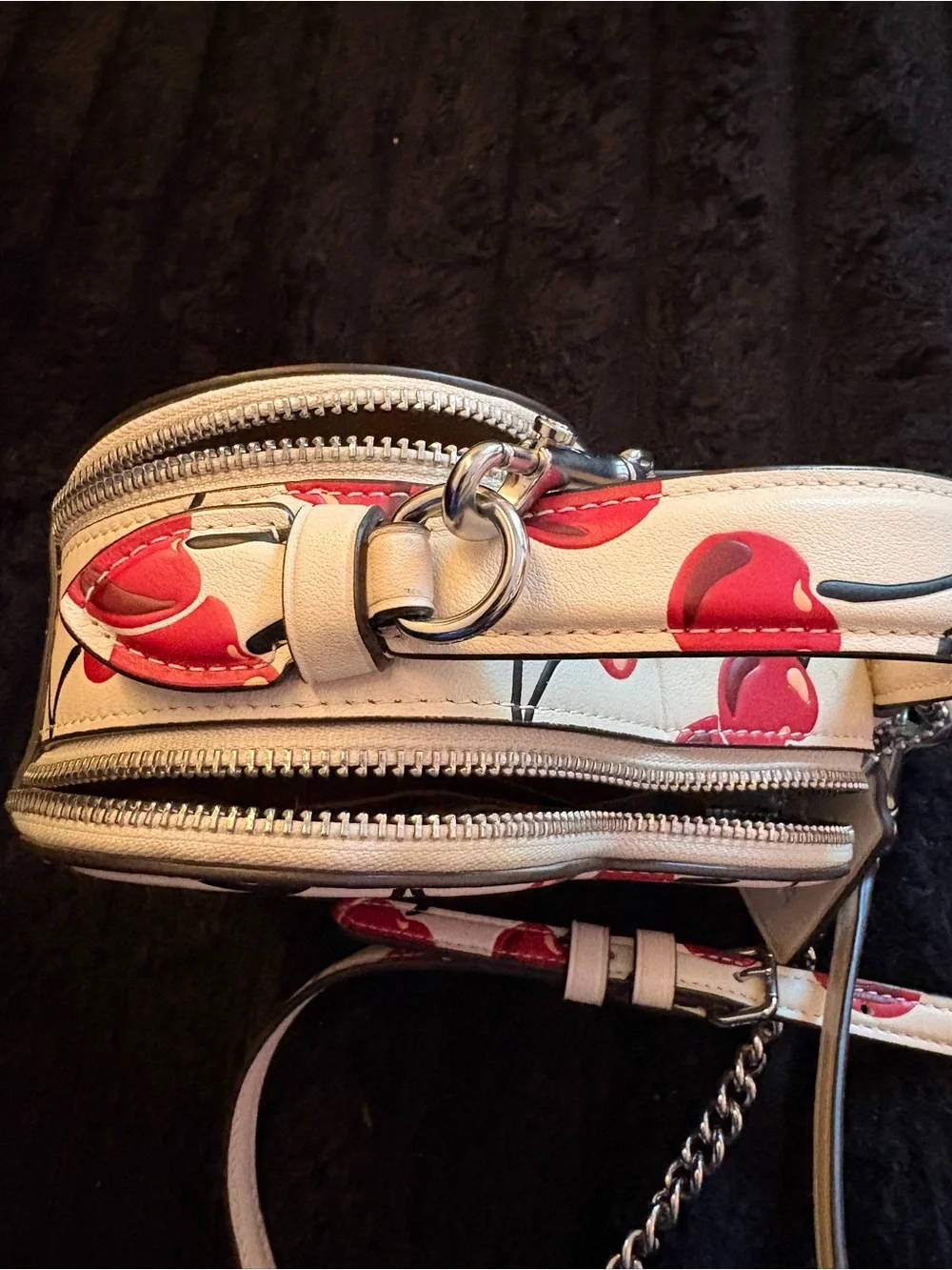 COACH White Heart Cherry Crossbody Bag with Red Accents